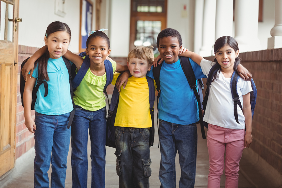 Students in school hallway